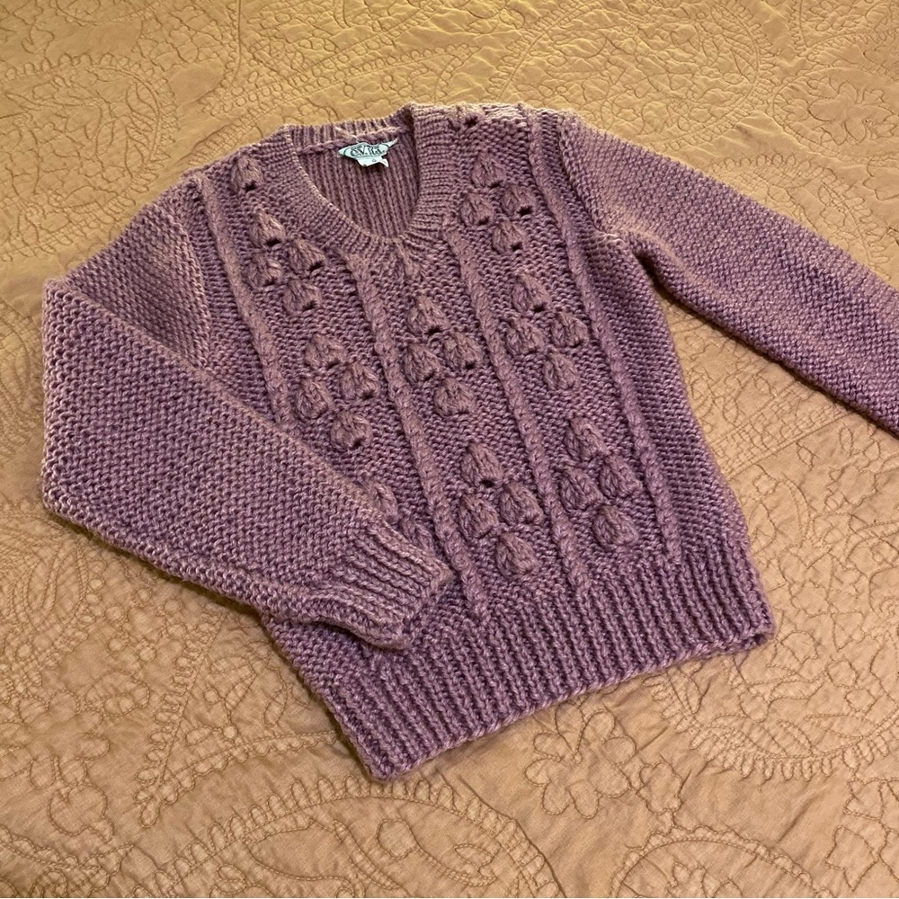 Vintage Dusty Purple/Mauve V-Neck 80s Knit Sweater